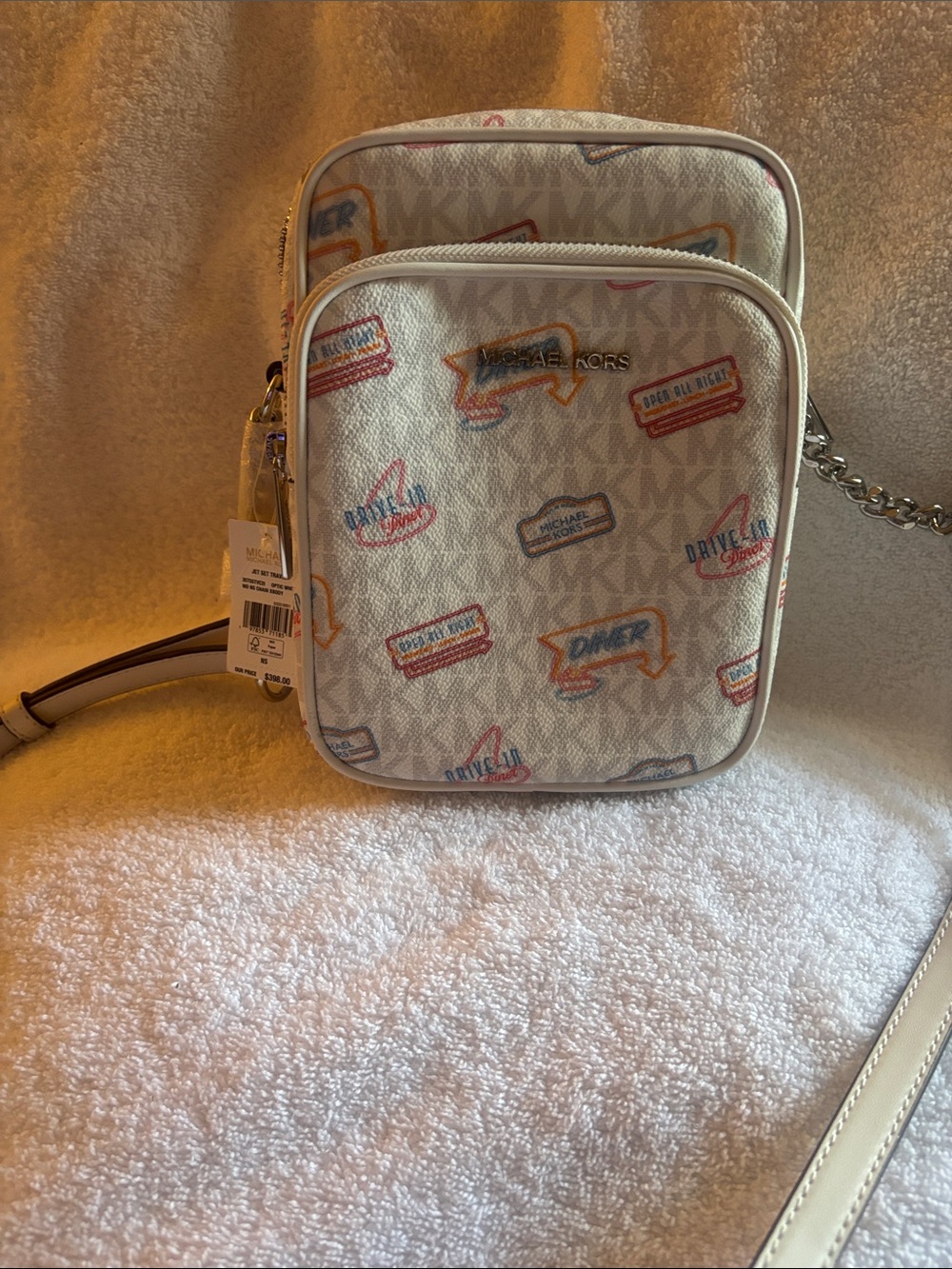 Michael Kors White and Mini Orange Crossbody Bag